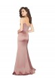 Cheap Sleeveless V-Neck Silky Satin Dusty Pink Long Black Tie Formal Dress Canada