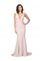 Cheap Sleeveless V-Neck Stretch Crepe Pink Sweep Train Black Tie Formal Dress Canada