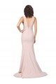 Cheap Sleeveless V-Neck Stretch Crepe Pink Sweep Train Black Tie Formal Dress Canada