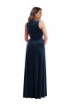 Cheap Sleeveless V-Neck Stretch Velvet Dark Navy Long Formal Plus Size Formal Dress Canada