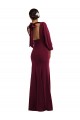 Cheap Long Sleeves Bateau Neck Stretch Crepe Burgundy Gold Long Formal Dress Canada