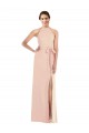 Cheap Sleeveless Halter Neck Stretch Crepe Nude Long Formal Dress Canada