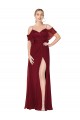 Cheap Cold Shoulder High Neck Chiffon Burgundy Long Formal Dress Canada