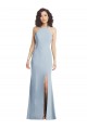Cheap Sleeveless High Neck Stretch Crepe Light Sky Blue Long Formal Dress Canada