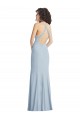 Cheap Sleeveless High Neck Stretch Crepe Light Sky Blue Long Formal Dress Canada