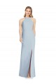 Cheap Sleeveless High Neck Stretch Crepe Light Sky Blue Long Halter Formal Dress Canada