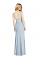Cheap Sleeveless High Neck Stretch Crepe Light Sky Blue Long Halter Formal Dress Canada