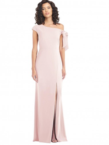 Cheap Cap Sleeves Off the Shoulder Stretch Crepe Pink Long Formal Dress Canada