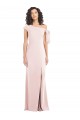 Cheap Cap Sleeves Off the Shoulder Stretch Crepe Pink Long Formal Dress Canada