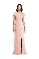 Cheap Cap Sleeves One Shoulder Stretch Crepe Nude Long Formal Dress Canada