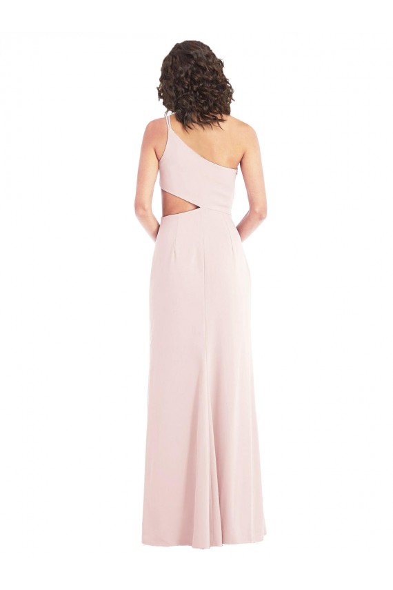 Cheap Sleeveless One Shoulder Stretch Crepe Pink Long Formal Dress Canada