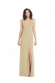 Cheap Sleeveless Square Neck Stretch Crepe Champagne Long Formal Dress Canada