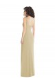 Cheap Sleeveless Square Neck Stretch Crepe Champagne Long Formal Dress Canada