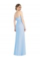 Cheap Sleeveless Strapless Chiffon Light Sky Blue Long Black Tie Formal Dress Canada
