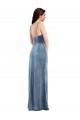 Cheap Sleeveless Sweetheart Stretch Velvet Dusty Blue Long Formal Dress Canada