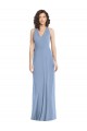 Cheap Sleeveless V-Neck Chiffon Dusty Blue Long Formal Dress Canada