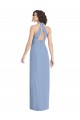 Cheap Sleeveless V-Neck Chiffon Dusty Blue Long Formal Dress Canada