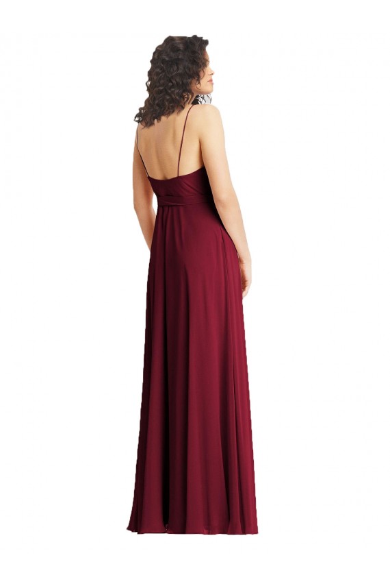 Cheap Sleeveless V-Neck Chiffon Smoke Green Long Formal Dress Canada