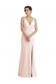 Cheap Sleeveless V-Neck Stretch Crepe Pink Long Formal Dresses Canada