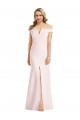 Cheap Sleeveless V-Neck Stretch Crepe Pink Long Formal Gowns Canada