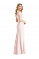 Cheap Sleeveless V-Neck Stretch Crepe Pink Long Formal Gowns Canada